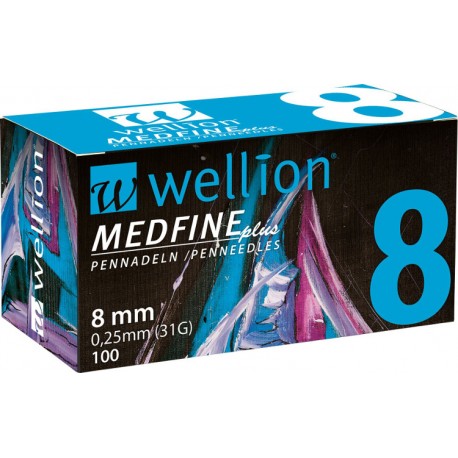 Иглы Wellion MEDFINE plus для инсулиновых шприц-ручек 8мм (31G x 0,25 мм)