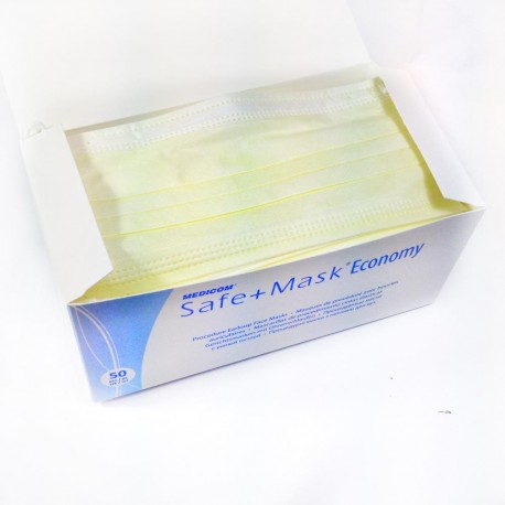 Маска захисна Medicom Safe + Mask Economy з вушними петлями, жовта (50 шт)