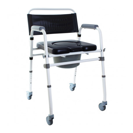 Складаний стілець-туалет з м'яким сидінням на колесах OSD-2110QAB