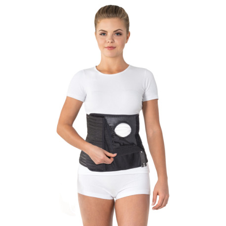 Бандаж післяопераційний з отвором для стоми та кишенею Toros-Group, Тип 156 (чорний), р.1