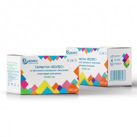 Салфетки спиртовые Волес 30х60 мм, 100 шт.